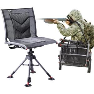 TR 360 Degree Swivel Hunting Blind Chair,400 lbs Capacity Silent,4 Legs Height Adjustable, Comfortable Padded Seat, Portable Ground Hunting Chair for Deer Dove Hunting