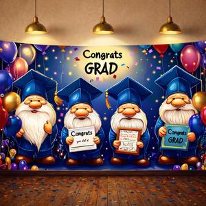 2 x Congrats Class of 2026 Banner Graduation Decorations - Dwarf Theme Large Graduation Backdrop Banner - 2026 Graduation Party Supplies Photography Background, Colorful