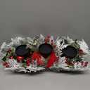 27.5-Inch Christmas Table Centerpiece with Candle Holders, Red Berries, and Pine Cones