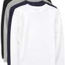 The Children's Place Boys' Basic Layering Long Sleeve Tee (XX-Large, Black/New Navy/Smoke/White 4-pack)