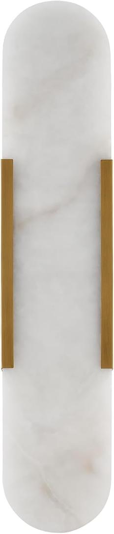 Modern Alabaster Wall Sconce Brushed Brass Finish, Vintage Wall Light Fixtures for Living Room, Marble Sconce Lighting for Bedroom Bathroom, 1 Pack