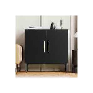 Modern Storage Cabinet, Free Standing Buffet Cabinet, Black Sideboard and Buffet Storage, Wood Accent Furniture for Living Room, Hallway, Entryway, Dining Room, Bedroom (1, Black)