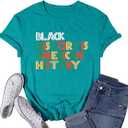 VQD Black History Month Shirts for Women Africa American Tshirts Black Pride Tee Tops, L