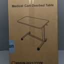 Vaunn Medical Pneumatic Adjustable Overbed Bedside Table with Wheels (Hospital and Home Use) (Black)