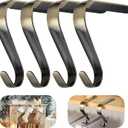Christmas Stocking Holders for Mantle Set of 4, Heavy Duty Damage Free Stocking Hangers with Non-Slip Strips Mantle Fireplace Stocking Hooks for Christmas Party Decoration Bronze