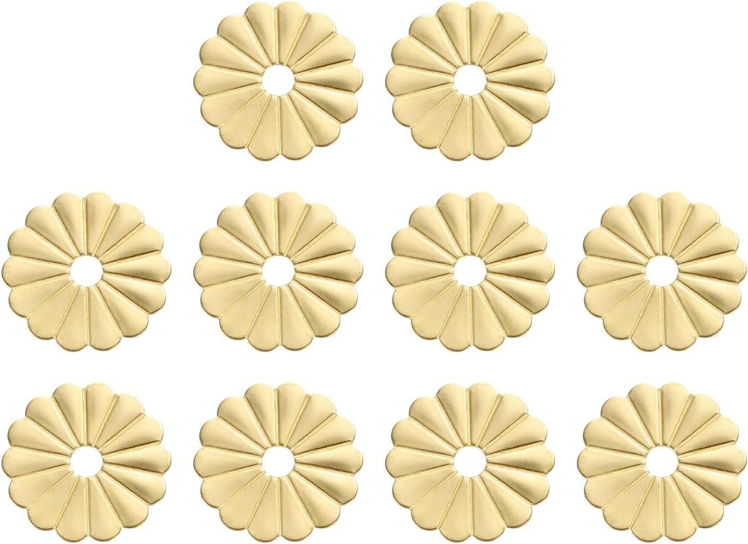 uxcell 10pcs Cabinet Knob Backplate, 1.22 Inch Lotus Leaf Shape Radial Brass Backplate Washers Classical Furniture Decoration Gasket for Cabinet Drawer Cupboard Doors Hardware