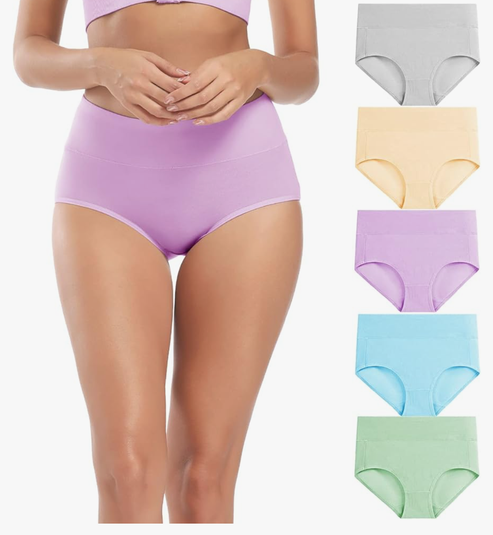 Molasus Women's Cotton Underwear High Waisted Full Coverage Ladies Panties (Regular & Plus Size L)