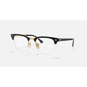 Ray-Ban Unisex RX3716VM Clubmaster Metal Square Prescription Eyewear Frames, Black On Arista/ Demo Lens, 50 mm