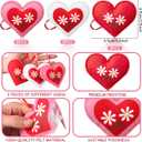 24 Pcs Felt Heart Valentines Day Ornaments Red and White Hanging Ornaments Valentines Flower Tree Decorations for Birthday Holiday Party Door Home Wall Mantel Decor Arts Crafts Gifts