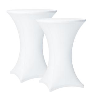 Cocktail Table Covers - 2 Pack 32x43 Inch Table Cloth - White Fitted Stretch Spandex Round High Top Tablecloth for Party, Bar, Birthday, Pub, Banquet