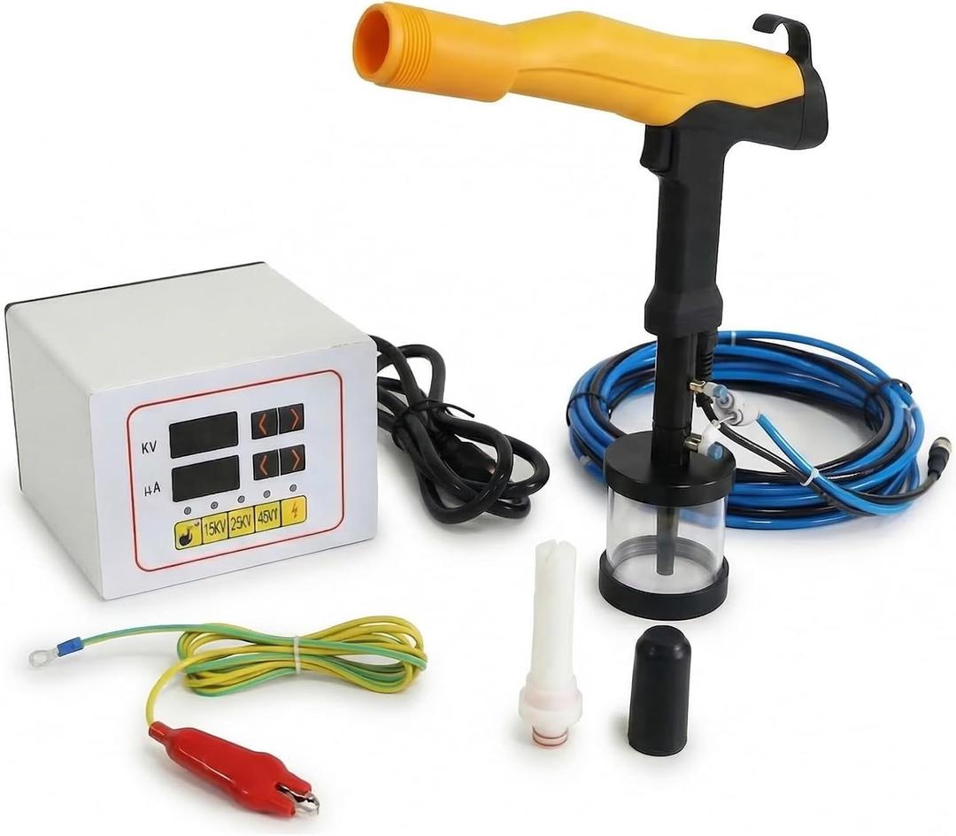 PCA-305 100KV Portable Powder Coating Kit, Electrostatic Powder Coating System & Spray Gun Machine for Beginners/Professionals, Metal Finishing (EXP 08/13/26)
