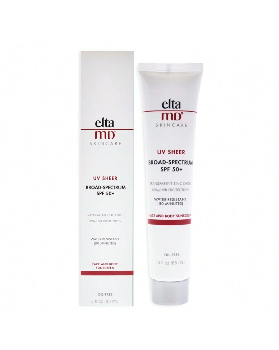 EltaMD UV Sheer Face Sunscreen, SPF 50+ No White Cast Sunscreen for Face and Body, Zinc Oxide Sunscreen Formula (3 Ounce (Pack of 1))