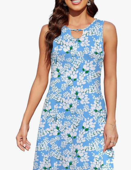 Women's Casual Summer Sleeveless Dresses Beach Boho Sundress Dress with Pockets