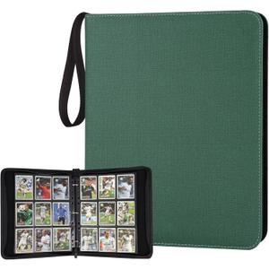 9 Pocket Card Binder, Premium Zip Trading Card Binder, 720 Double Sided Pocket PU Card Collection Binder, Collector Card Album, Card Folder for MTG, TCG, Sports Cards, Game Cards (Dark Green 1)