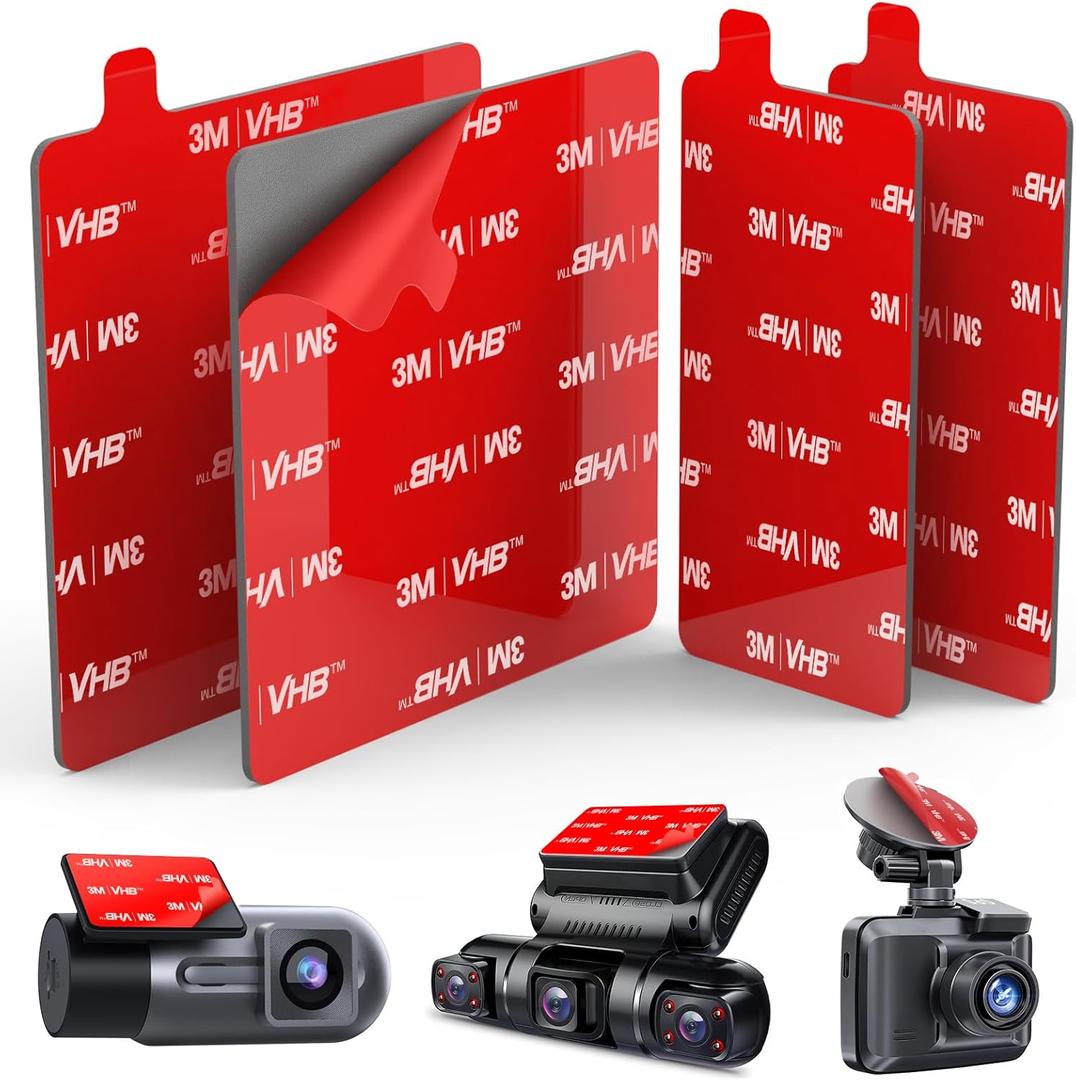 4Pcs Adhesive Sticky Pads for Dash Cam, Square High Heat Resistant Double-Sided Sticker Replacement Fit for Windshield Dashcam Mount, 2.83" Car Windscreen Window Glass Mounting Tape Heavy Duty