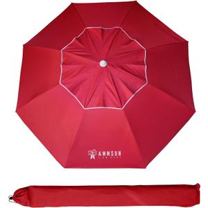 AMMSUN 6.5ft Portable Patio Beach Umbrella for Sand with tilt Air Vent Sun Shelter, UV 50+ Protection Outdoor Sunshade Umbrella with Carry Bag for Patio Garden Beach Pool Backyard Burgundy Red