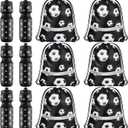 Talltalk 12 Pcs Soccer Gift Party Favors Set, Soccer Water Bottles 24 oz with Drawstring Bags, Sports Goodie Bags for Team Gifts, Sports Party Supplies for Birthday Decorations
