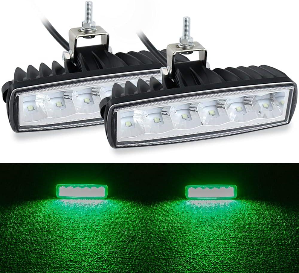 STDYSUN LED Green Hunting Fishing Lights 2Pcs 30W 6Inch Waterproof Driving Fog Lights Work Auxiliary Lights Driving Lights Bar Fit For Fish Pig Deer Hog Predator Truck Trator UTV ATV Golf Boat