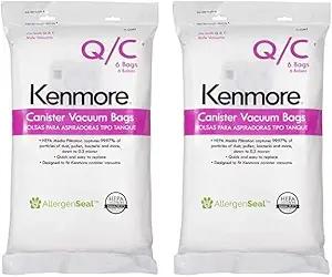 Kenmore 53292 Type Q HEPA Replacement Dust Bags for Canister Vacuum 81214, 81414, 81714, 21814, BC2005, BC3005, 81615, BC7005, 6 Count (Pack of 2)