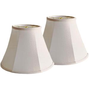 Bell Lamp Shades Set of 2, 6.7" x 13" x 9.5" Replacement Lampshades for Table & Floor Lamp, Natural Linen Hand Crafted Lamp Shades for Bedroom, Living Room (Bamboo White, Meduim Bell-2Pack)