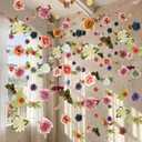 XunYee 6 Pcs 35.4 ft Flower Garlands Artificial Wildflower Vines Floral Hanging Backdrop Fake Flower Garlands Faux Silk Wildflower Vine for Wedding Bridal Shower Home Garden Wall Arch Decor(Boho)