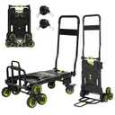 Upgraded 3 in 1 Convertible Folding Hand Truck with Brakes, Hand Truck Dolly Heavy Duty 660lbs Capacity, Stair Climbing Cart with Adjustable Shovel Board and Fixed Handle for Moving