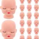 Jojofuny 20pcs Vinyl Doll Heads for Crafts 1/6 Doll Repainting Practice Makeup DIY Baby Mannequin Heads for Baby Shower