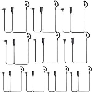 Retevis 1 Pin 3.5mm Walkie Talkie Earpiece with Mic, Double Cable, Side PTT, Compatible with RT22P RB19 RB19P B3H B3S B3B Two Way Radios, Soft C-Type Earhook Radio Earpiece(10 Pack)