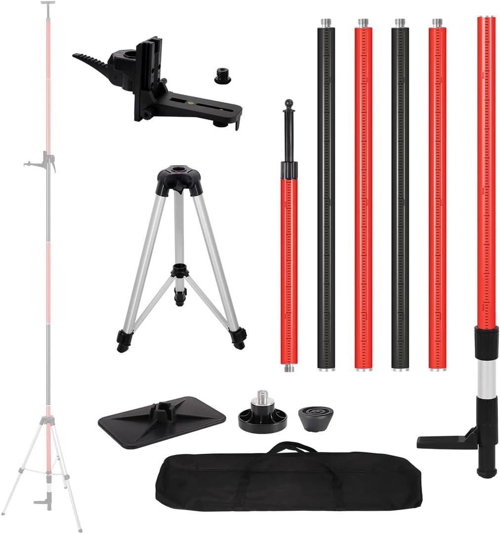 12 Ft+1.7Ft/3.6M+0.6M Professional Laser Level Pole with Tripod with Bag
