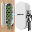 Dog Poop Bag Dispenser Wall Mount with 2Pcs Holders, Magnetic Door Closure,Metal,Corrosion-resistant,High Capacity,Suitable for Indoor, Outdoor, Parks, Beaches, Courtyards, Excluding bag rolls (White)