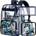 KLFVB 3PCS Clear Backpack for Girls and Boys, Kids See Through Backpacks Stadium Approved, Transparent Bookbag for Elementary