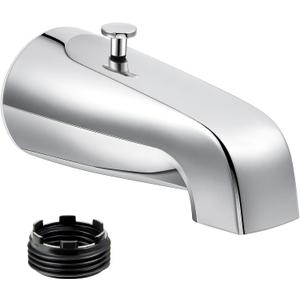 Enhon Tub Spout with Rear Diverter, Bathtub Spout Fitting 1/2-Inch or 3/4-Inch IPS, 5-1/4 Inch Length Bathroom Bathtub Faucet with Adapter, Chrome Finish