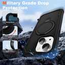 Compatible with iPhone 13 & 14 Case 6.1'' with Magnetic Ring Stand [Military Drop Protection][Compatible with MagSafe] Shockproof 13 & 14 Phone Case for Men Wowen,Black
