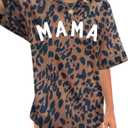 Women's Mama Shirt: Oversized Mama Shirts Trendy Mom T Shirt Loose Casual Summer Shirts Letter Print Short Sleeve Tops (X-Large, Leopard)