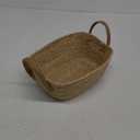 Whitewash Seagrass Woven Baskets for Storage Natural Shelf Basket with Handle for Organizer Stackable Oval 8x10 Inch