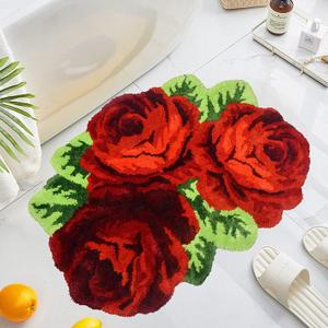 UKELER Red Rose Flower Area Rugs 31.5x23.6 inch Floral Bath Rug Non-Slip, Machine Wash Dry, Bath Mats for Bathroom