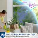rabbitgoo Window Privacy Film One Way Window Tint for Home, Removable Reflective Heat Sun Blocking Anti UV Glass Door Covering, Mirror Tinting Film House Office, 29.5 in X 6.5 Feet, Blue Silver