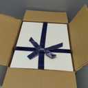 Cholemy Valentine 5 Pcs Luxury Nesting Gift Boxes with Lid and Velvet Ribbon Assorted Size Decorative Box Wrap for Present Wedding Graduation Birthday Anniversary Party Favor(Navy Blue)