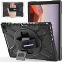 BRAECNstock for Microsoft Surface Pro 7+ Plus/ 7/6/ 5/4 Case 12.3 inch, Shockproof Rugged Protective Cover with Hand Strap+Stand, Pencil Holde, Compatible with Type Cover Keyboard, Black