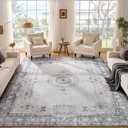 Istana Stylish Foldable Stain Resistant Rug 10x14 - Grey/Gold - Boho Washable Area Rug