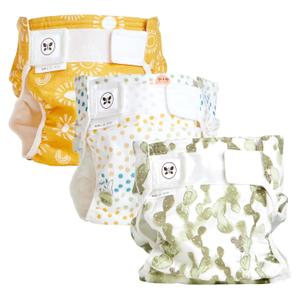 Honest Hybrid Cloth Diaper Covers with Pocket-Sling, Large (22-40 lbs), Stops Nighttime Leaks, Use with Boosties Disposable Diaper Pad or Reusable Insert, 3 Pack of Cotton Muslin Covers
