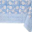 ATOSII Azora Blue 100% Cotton Rectangle Fall Tablecloth, Handblock Floral Print Linen Table Cloth for Kitchen Dining I Parties, Outdoors, Christmas, Thanksgiving I 72 X 108 Inches I 8 Seater