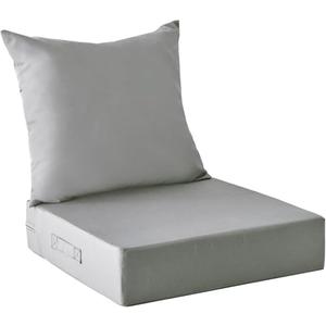 IPYNBAP Outdoor Cushions for Patio Furniture, Outdoor Seat Cushion Set 24 x 24 x 5.75 Inch, Waterproof & Fade Resistant Outdoor Chair Cushions, Deep Patio Chair Cushion with Removable Cover, Grey
