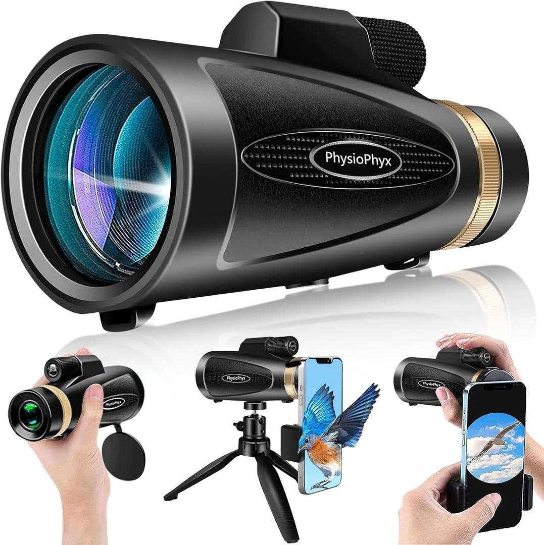 Monocular Telescope for Adults with Tripod & Phone Adapter for Bird Watching and Hiking