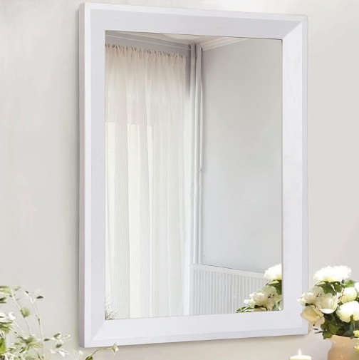 AAZZKANG Rectangular Wall Mirror Decorative Wood Framed Mirrors Large 26"x18" for Farmhouse Bedroom Bathroom Living Room Entryway Hanging Home Decor