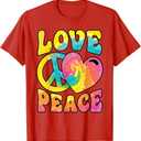Hippie Women Men Love Peace Sign Heart Tie Dye Retro Groovy T-Shirt, Size 4T