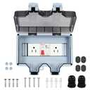 Outdoor Power Outlet with 32A Leakage Protection, IP66 Waterproof, 15A 110-250V, Lockable, Grey Plastic, Outdoor-Electrical-Outlets
