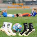 Grip Socks Soccer Men's Non Slip Soccer Socks for Kids Pilates Socks Men Women 4Pairs (White)
