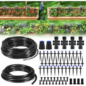 HIRALIY 210FT Drip Irrigation Kits for Plants, New Quick Connector Garden Watering System, Saving Water Automatic Irrigation Equipment for Patio Lawn