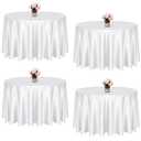 KKJIAF 4 Pack White Satin Round Table Cloths 90 Inch, Overlay Round Table Cover, Silky Satin Dining Tablecloth for Wedding Buffet Parties Banquet Decoration